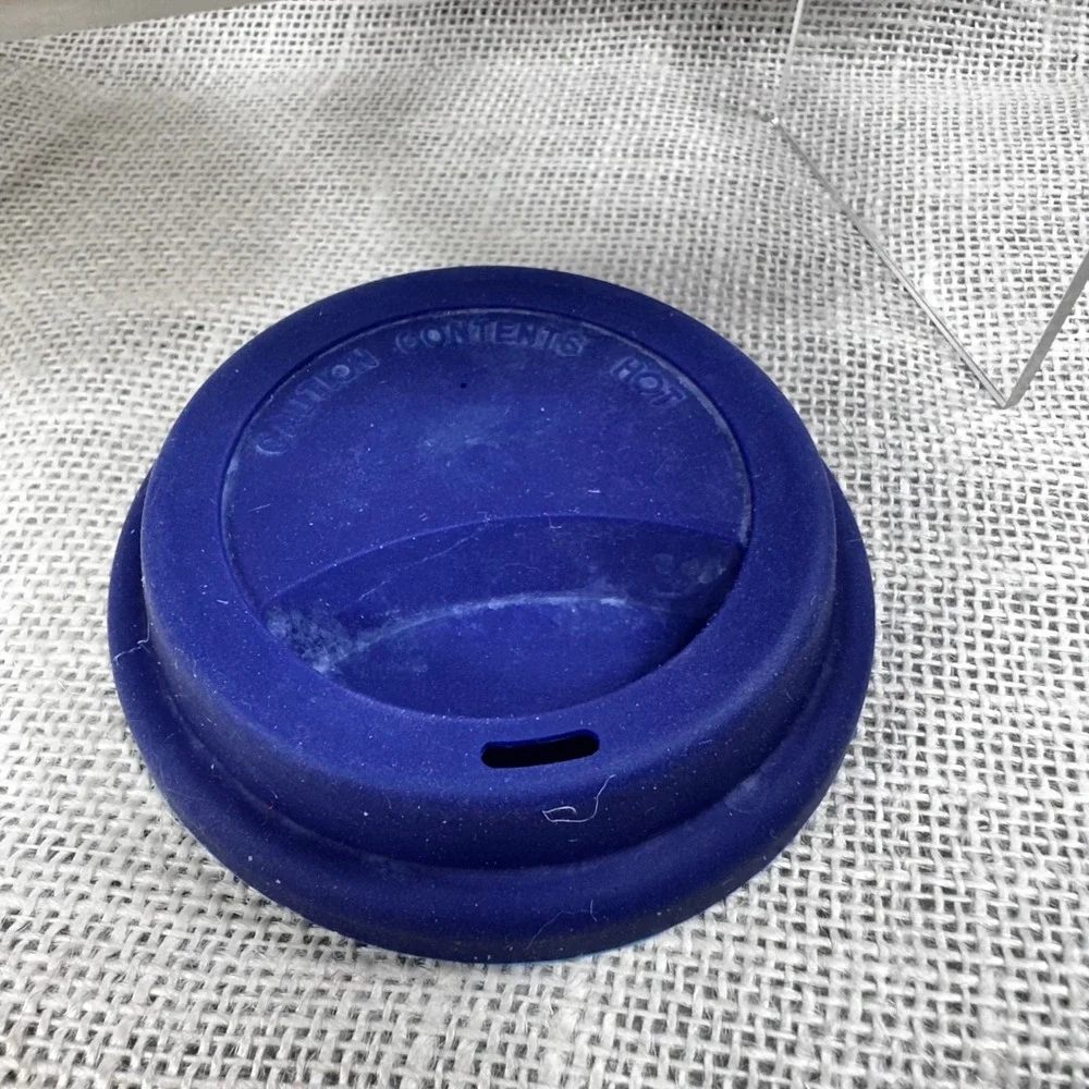 Jonathan Adler Travel Mug Geometric Hexagon Ceramic Silicone Lid Sleeve Blue Cup
